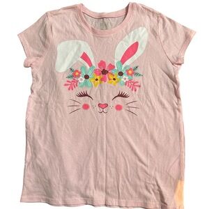 The Children's Place Pink and White Short Sleeve Tee with Bunny Design